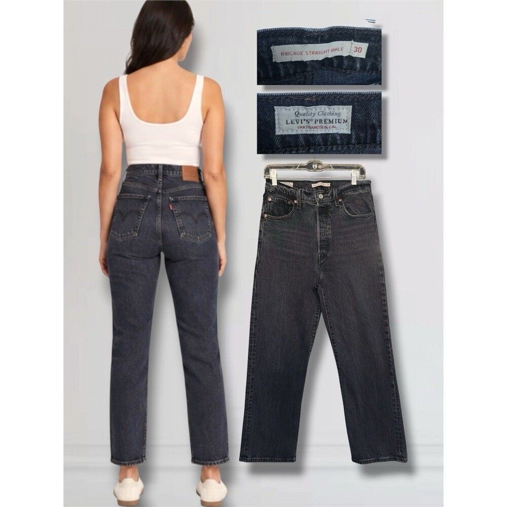 Levi's Premium Ribcage Straight Ankle Women's Size 30 High-Rise Buttonfly Jeans
